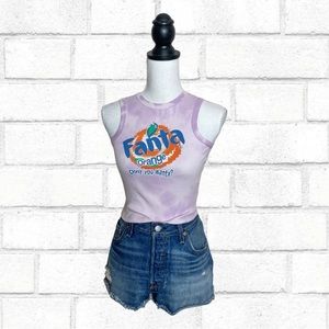 Fanta Orange Soda Purple Tie Dye Ribbed Tank Top
